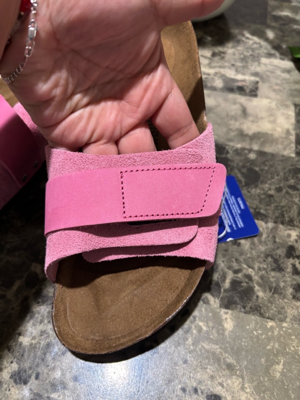 Birkenstock Oita  Pink Suede Single-Strap Slide Sandals - Picture 4 of 9